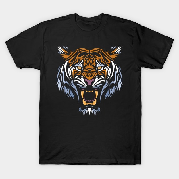 Tribal face tiger T-Shirt by albertocubatas